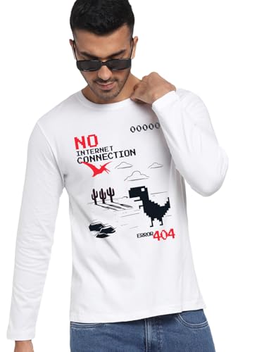 Image of Bewakoof Men's Graphic Print Regular Fit Full Sleeve Round Neck Cotton T-Shirt