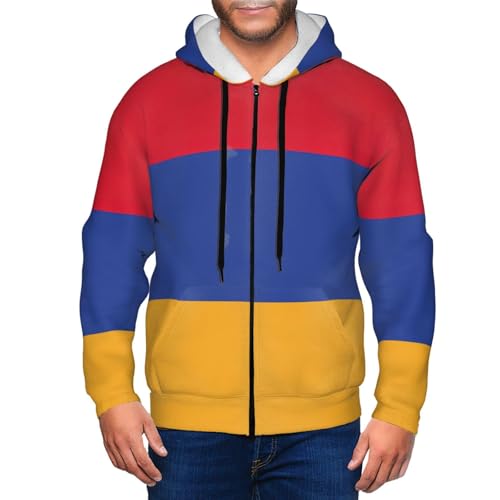 Sweat à capuche zippé homme drapeau Arménie EdWal décontracté - 7