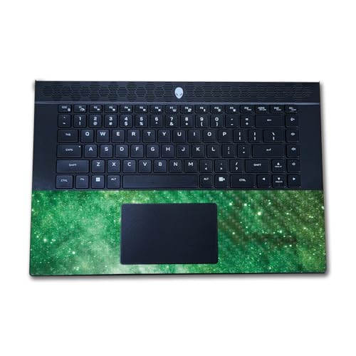 Image of Carbon Fiber Laptop Skin Compatible with Alienware M16 R2 (2024) - Green Stars - Premium 3M Vinyl Protective Wrap Decal Cover - Easy to Apply | Crafted in The USA by MightySkins