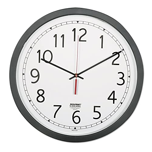 Skilcraft Quartz Wall Clock - Plastic Frame - 16.5" Diameter, Black #TOP13