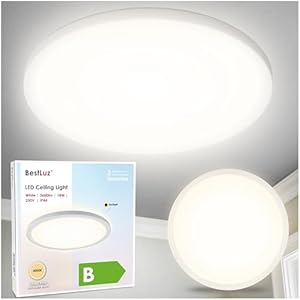 BestLuz Deckenlampe LED Deckenleuchte 200lm/w 18W 3600LM 4000K, LED Deckenleuchte Flach für Wohnzimmer Küche Flur Badezimmer, Weiß, Ultra Dünn
