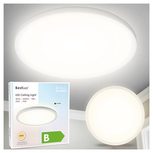 BestLuz Deckenlampe LED Deckenleuchte 200lm/w 18W 3600LM 4000K, LED Deckenleuchte Flach für Wohnzimmer Küche Flur Badezimmer, Weiß, Ultra Dünn