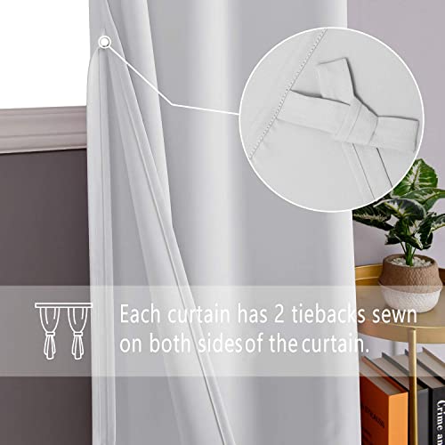 Dwcn Blackout Curtains For Bedroom With Tiebacks - Room Darkening Privacy Grommet Top Window Curtains For Living Room, 42 X 54 Inch Length, Greyish White, Set Of 2 Panels #TOP1