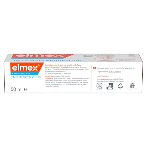 elmex Zahnpasta Intensivreinigung 50 ml – speziell für glatte und natürlich weiße Zähne – verlängert den Effekt einer professionellen Zahnreinigung