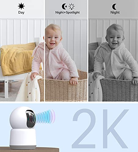 Lametuty 5Ghz/2.4Ghz Dual WiFi Dog Camera, 4MP Baby Monitor Camera with Free App, Full Color in Night with Spotlight, Home Security Camera for Cat/Pet/Elder/Nanny, 2 Way Audio, Motion Human Detection - Image 3