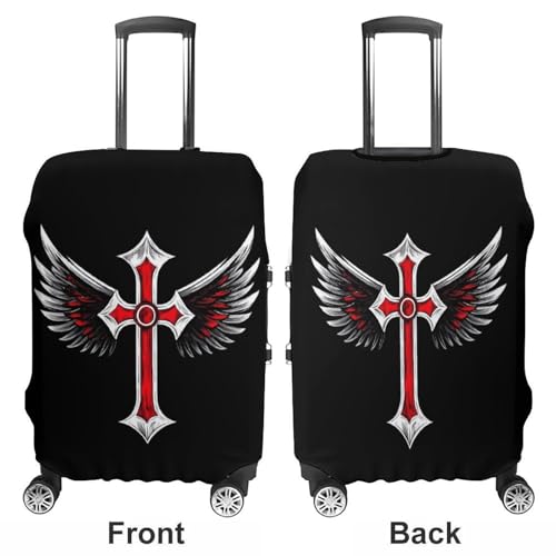 Gothic Crosses Wings Travel Luggage Cover for Suitcase 19-32 Inches Elastic Washable Baggage Protector3
