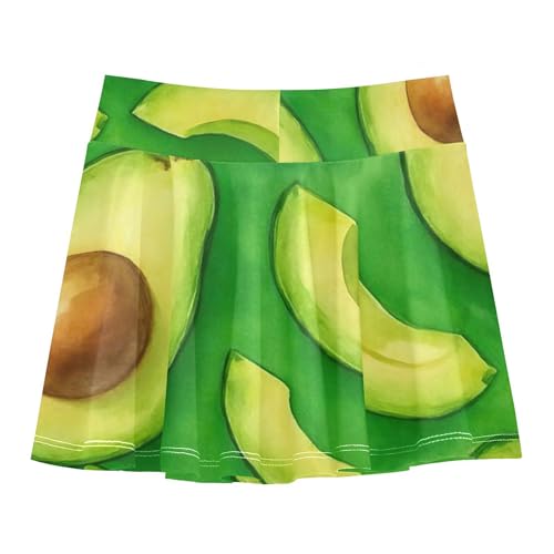 Joisal Watercolor Avocados Green Girls' Shorts Athletic Skorts Toddler Tennis Skirts 2 in 1 Flowy Skirt 3t2