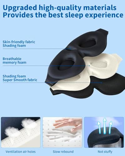 Image of Eye Mask for Sleeping Travel Accessories， Unique Gadgets, 3D Design for Comfort, Black Sleep Mask, 3-Pack Set for Travel and Home Use