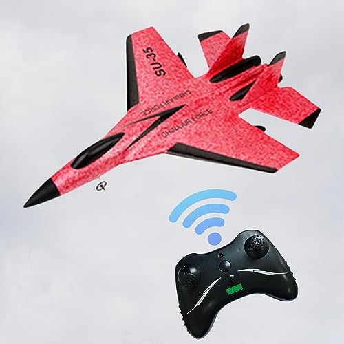 soputry SU-35 Jet Fighter Stunt RC Airplane, 2CH RC Plane Toy Remote Control Airplane, Aero Jet RC Glider EPP Aircraft Model with Luminous Strip, Airplane Model Fighter Plane Glider Toy
