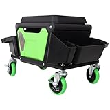BKNROIHB Heavy Duty Mechanic Stool with 330lbs Load Capacity, Garage Stool with Wheels, Rolling Creeper with Soft Rubber Cushion Seating for Auto Repair and DIY Home Car Beauty(Green)