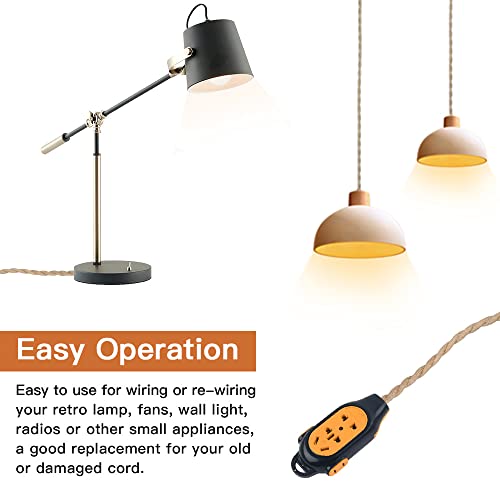 Helunsi 32.8ft Twisted Electric Rope Light, 18/2 Hemp Rope Covered Lamp Twisted Wire, 18-Gauge Vintage Light Pendant Cord, Antique Industrial Electrical Wire Rope by Helunsi - Image 7