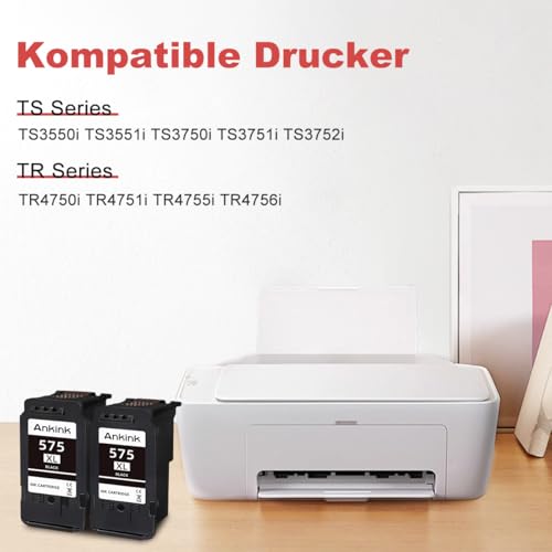 ANKINK Kompatibel Tintenpatrone Druckerpatronen als Ersatz für Canon PG 575XL PG575 Patrone 575 XL für TS3550i TS3551i TS3750i TS3751i TS3752i TR4750i TR4751i TR4755i TR4756i Drucker Schwarz 2 Pack