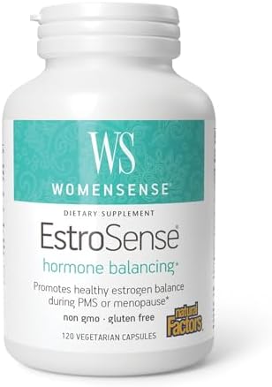 Natural Factors WomenSense EstroSense – Daily Hormonal Balance Support Supplement – Supports Healthy Menstration & Menopause – Non-GMO Natural Supplement – 120 Vegetarian Capsules (60 Servings)