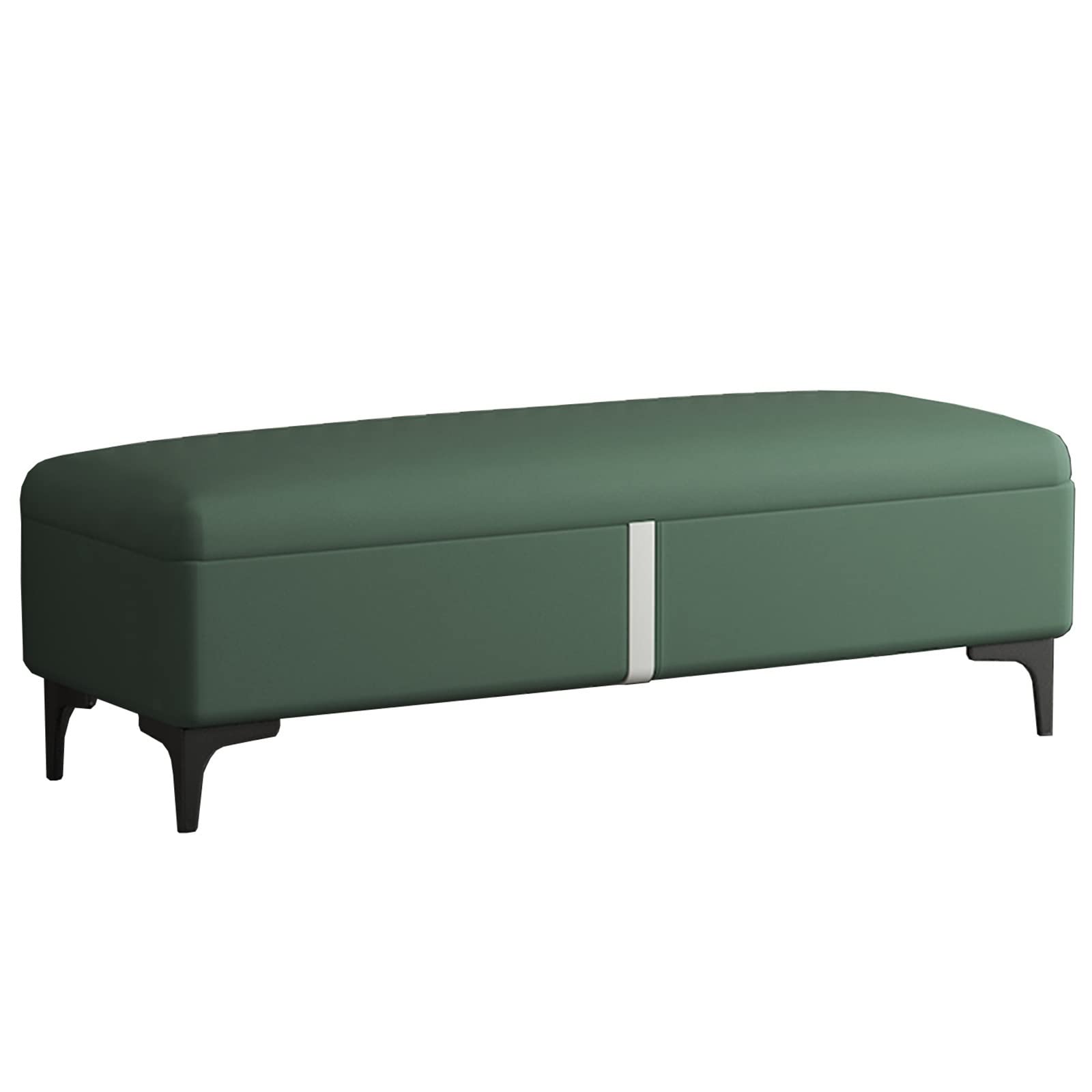Banc de rangement ottoman en tissu technique vert élégant pour votre salon