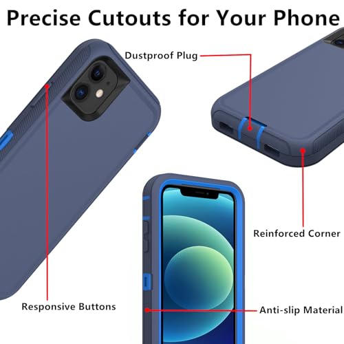 Coque iPhone 12 solide protection antichoc rigide bleu 3 en 1 blindée - 4