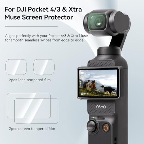 CYNOVA DJI Osmo Pocket 4/3 Screen Protector, Osmo Pocket 3/4 Lens Protector for DJI Osmo Pocket 3/4 Accessories with Tempered Glass LCD Display Film, Ultra HD, 9H Hardness, Scratch Resistant - Thumbnail 5