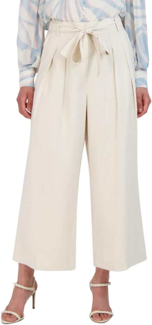 BCBGMAXAZRIA Womens Wide Leg Waist Tie Cropped Pants