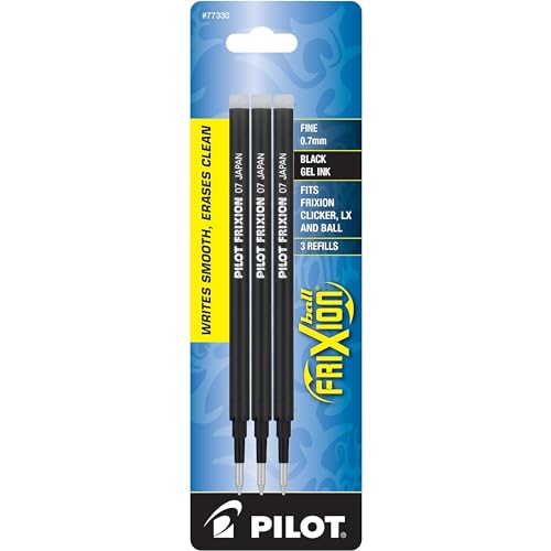 Image of PILOT FriXion Gel Ink Refills for Erasable Pens, Fine Point, Black Ink, 3-P