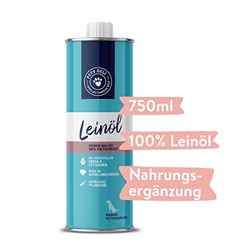 Pets Deli Pures Leinöl für Hunde in Premium-Qualität mit Omega-3 als Futterzusatz 750 ml