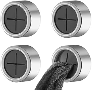 Prasacco 4 Pcs Tea Towel Holders, Self-Adhesive Tea Towel Hooks, Towel Holders for Kitchen Bathroom and Home