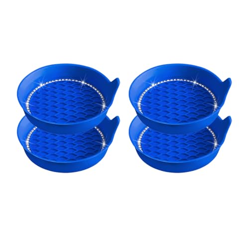 Ywdiml Bling Car Cup Coaster, 4PCS Crystal Rhinestone Silicone Anti Slip Vehicle Insert Drink Cup Mat, Shiny Diamond Auto Decorative Coasters for Women Girls, Universal Fit (Blue)