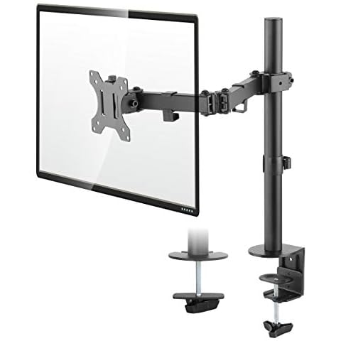 TTAP Monitor Mount for 13-32” Screens - Single Arm Desk Stand Bracket with Clamp - Ergonomic 90° Tilt, 360° Rotation & 180° Swivel Arm - VESA Dimensions: 75x75-100x100 (Single Arm) Cover