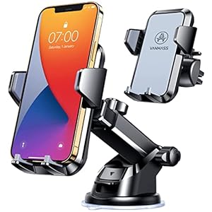 [2023 Upgraded] VANMASS Car Phone Mount with Most Secure Grip [Anti-Slip Soft Silicone & Powerful Suction],Dashboard Windshield Vent Universal Car Mount for All iPhone 14 13 12 11 Pro Max &Cars (Gray)