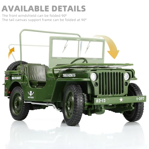 Modelo Willys MB Ejército de EE.UU. 1:18 Metal Fundido miniatura 5