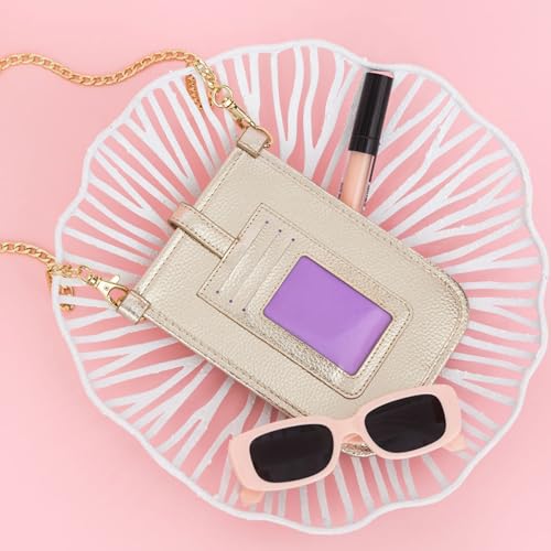 Lilly Pulitzer Crossbody Phone Purse, Small Leatherette Wallet and Phone Bag with 2 Card Slots, ID Window and Chain, Gold4