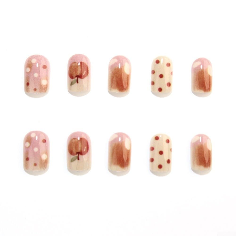 Uñas Falsas ABS Marrón Cálido Vintage Fruta Uñas Falsas ABS Marrón