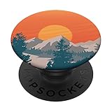 Retro Mountain Sunset and Red-Yellow Sky PopSockets Swappable PopGrip