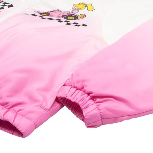 Nintendo Mariokart Princess Peach Girls Nylon Varsity Bomber Jacket - Zip-Up Casual Graphic Print Jacket for Kids3