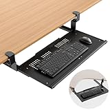 Strifuture Keyboard Tray Under Desk - Full Metal Slide Out Holder, Rust-Resistant & Scratch-Proof, Double C-Clamps, 26x13