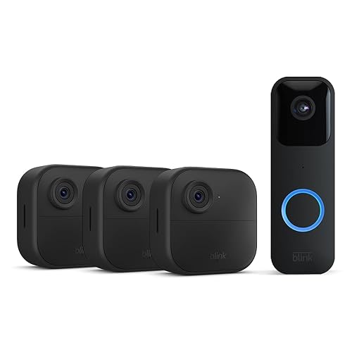 Nuova videocamera Blink (Outdoor 4) | Sistema a 3 telecamera con Sync Module Core incluso + Blink Video Doorbell (nero)