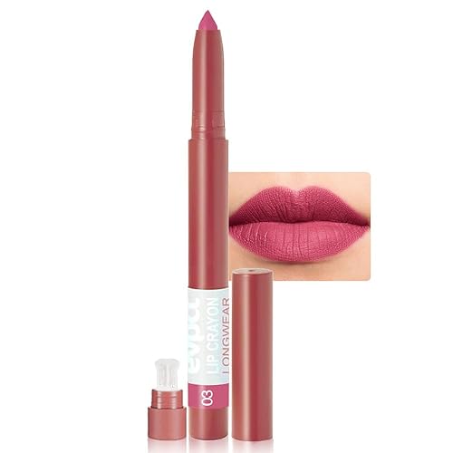 Miniatura 9 de evpct Juego de 3 lápices y lápices labiales mate de color rosa natural claro, lápiz y lápiz labial, juego de lápiz labial y delineador de labios a