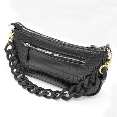 Piutouyar Black Purse Strap, Acrylic Handbag Chain, Fashion Purse Strap, Short Handle Bag Luxury Handbag Strap, Purse Handle Replacement for Handbag Craft Bag(16 inch)
