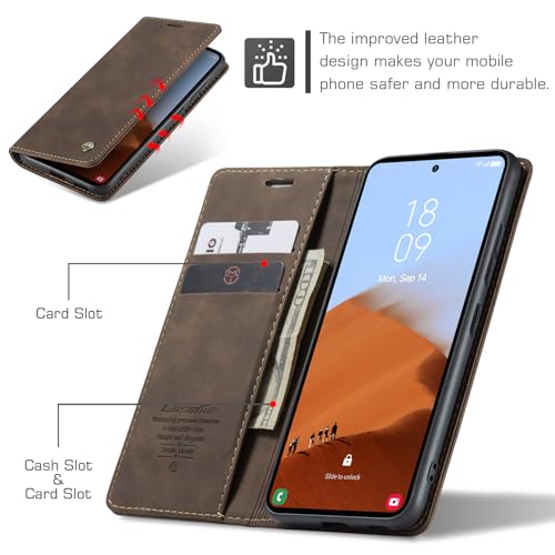 Image of Kowauri for Samsung Galaxy S23 FE Case,Leather Wallet Case Classic Design with Card Slot and Magnetic Closure Flip Fold Case for Samsung Galaxy S23 FE 5G 2023 (Coffee)
