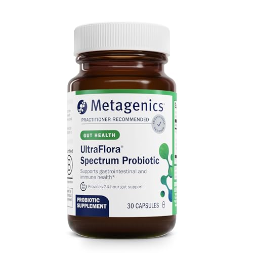Metagenics UltraFlora Spectrum - Shelf-Stable Probiotic for Gut & Digestive Wellness, Healthy Microbiome & Flora Support* - Non-GMO & Gluten-Free - 1-Month Supply - 30 Capsules