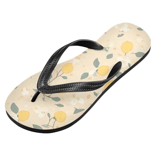 Womens Flip Flops LemonNon-Slip Casual Beach Slippers Rubber Sandals214B8176