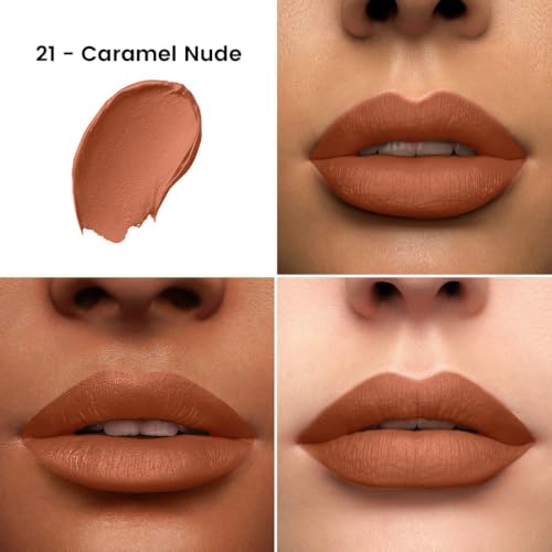 Image of Colors Queen Hold Up Full Day Non-Transfer Matte Lipstick | Long Lasting and Weightless Formula | Intense Color Pay Off | Waterproof Lipstick for Women (121 - Caramel Nude, 4g)