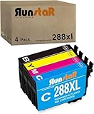 Run Star Remanufactured for 288XL T288XL Ink Cartridge for Epson 288XL T288XL for Epson Expression Home XP-440 XP-330 XP-340 XP-430 XP-446 XP-434 Printer (4-Pack; Black Cyan Magenta Yellow)