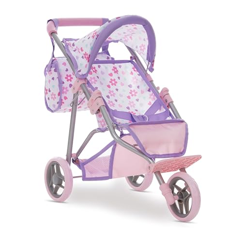 Dolls To Play Baby Doll Stroller Jogger Style 3 Wheels Toy, Girls with Canopy and Basket Buggy Carriage for Kids, My First Jogging Pram Heavy Duty -...