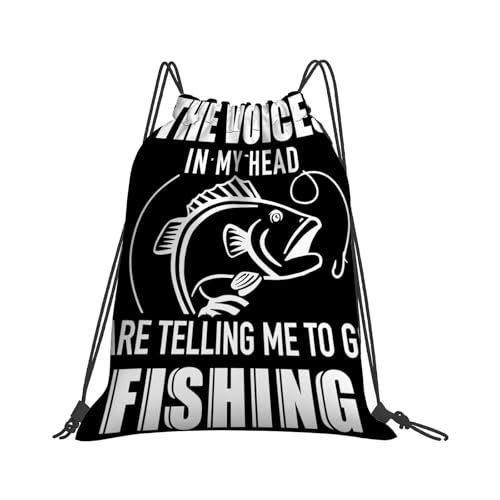 The Voicess In My Headd Are Tellingg Me To Go Fishingg Drawstring Bags For Football