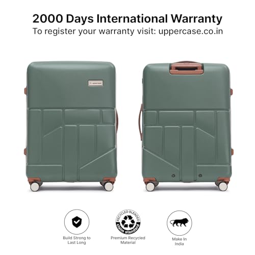 Image of uppercase Rock (M+L) Set of 2, Check-in Trolley Bag, Hardsided Anti-Scratch 8 Wheel Luggage, TSA Lock & Anti-Theft Zippers, Suitcase for Unisex, 2000 Days Warranty (Green)