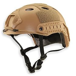 QHIU Casco táctico tipo PJ ligero y protector rápido para Airsoft, Paintball, CS, juegos, deportes al aire libre, con gafas (DE-2)