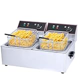 Friteuse Électrique Professionnelle Double Cuves 2x6L ou 2x8L – 5000W à 6500W – Thermostat...