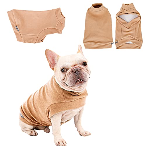 Yealay kaltes Wetter Fleece Hundemantel weiche Strickwaren Welpen Kleidung warmes Haustier Pyjamas Katze Winter Pullover Anti Static Welpen Pullover für Katzen und kleine Hunde (L: Brust 21", Braun) Cover