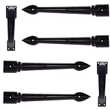 Decorative Garage Door Hardware Kit, 6-Piece Faux Carriage House Handles and Hinges, Screw Mounted Black Traditional Style Accents for Curb Appeal, Easy DIY Install, Made in USA