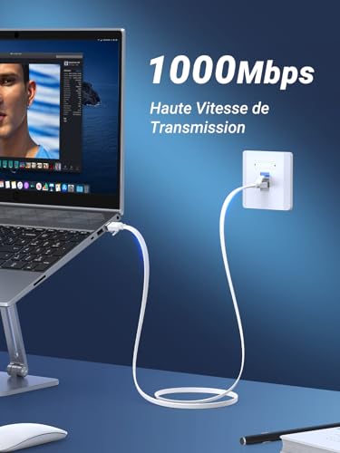 Câble Ethernet RJ45 Plat 30M : Connectez Votre PS5 et Décodeur TV Sans Latence