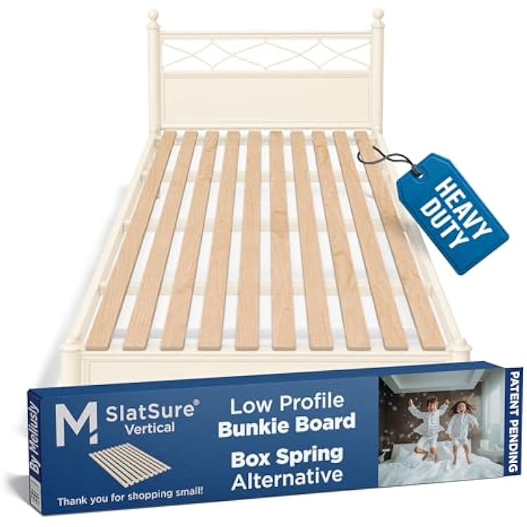 Meliusly SlatSure Full Size Bunkie Board Heavy Duty Vertical Bed Slats & Foldable Wooden Support Board for Sagging Mattress or Platform Bed Frame, Box Spring Alternative and Replacement